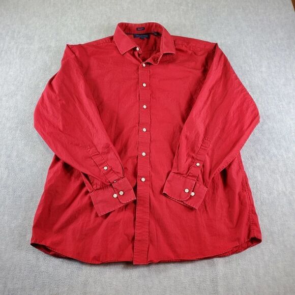 Tommy Hilfiger Shirt Mens XL Red Regular Fit Casual Button Up - Picture 1 of 7